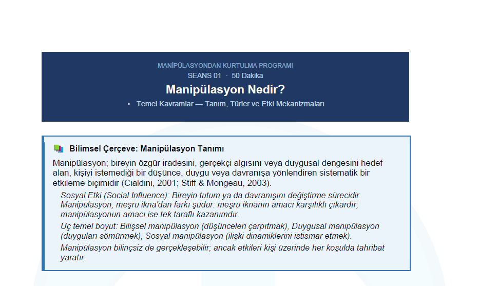 Manipülasyon Farkındalığı ve Savunma Çalışması 30 Seans Kitapçık